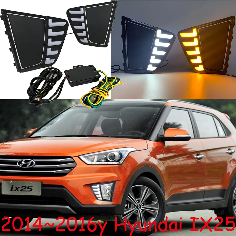 

Автомобильный бампер creta ix25, светильник для дневсветильник огней ix25 2014 ~ 2016y, автомобильные аксессуары, Светодиодные ДХО, фары ix25 creta, противотуманные фары
