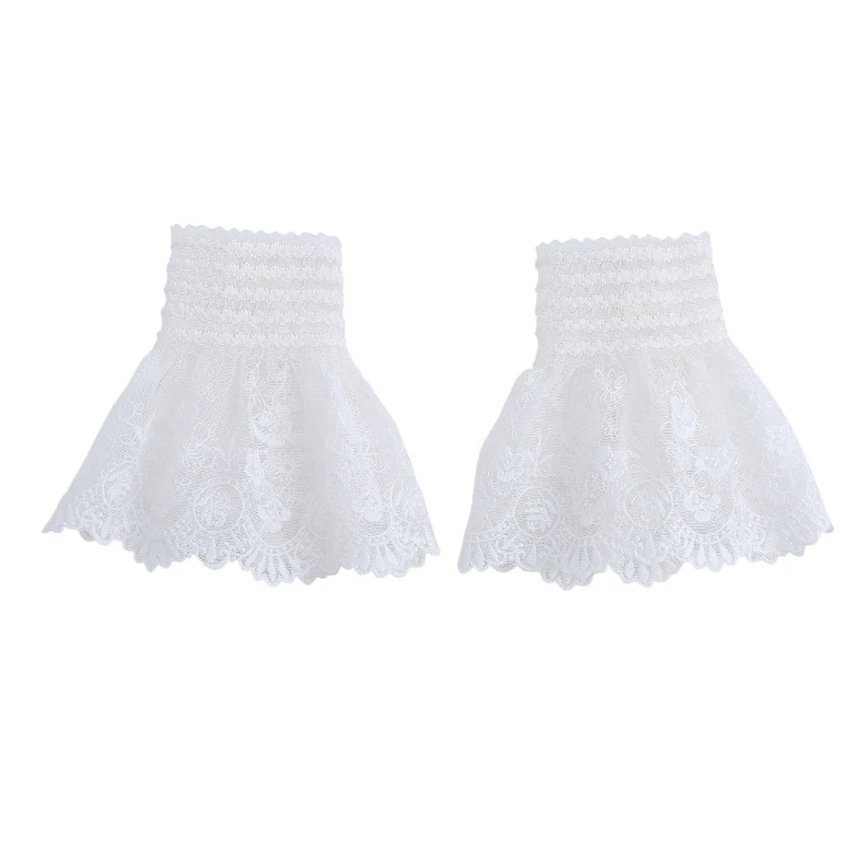 

L93F Women Wrist Cuffs with Detachable Flared Sleeve Ruffled for Winter Autumn