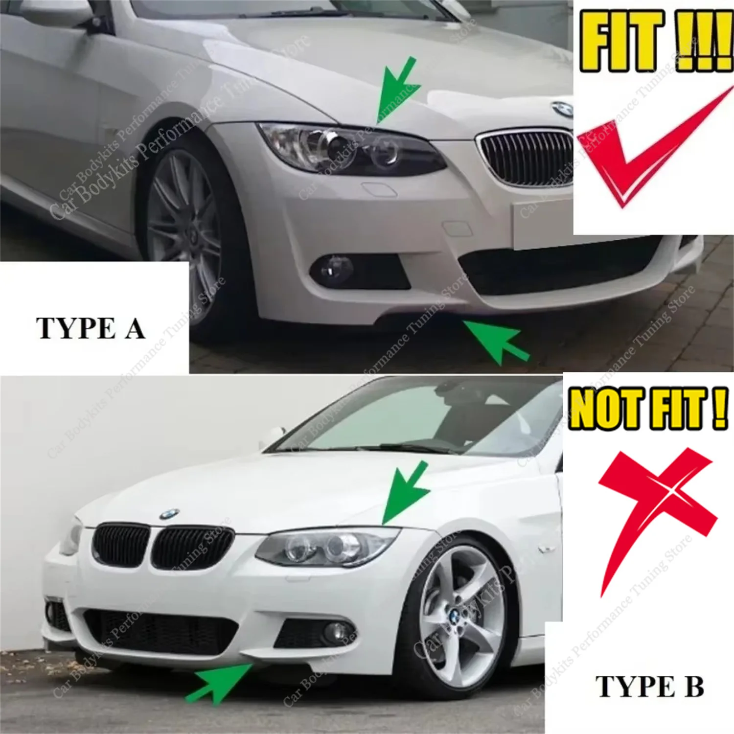 MP 스타일 앞 범퍼 스포일러 립 스플리터 Foglamp Canards For Bmw E92 E93 320i 320d 325i 325d 330d 335i M Sport Pre-Facelift