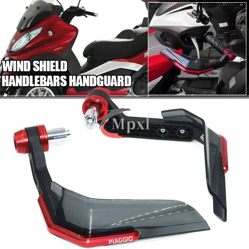 Protège-mains Rouges Pour Guidon Scooter Piaggio MP3 250-500 - Universel 22 Mm - Aluminium - Protection Et Style