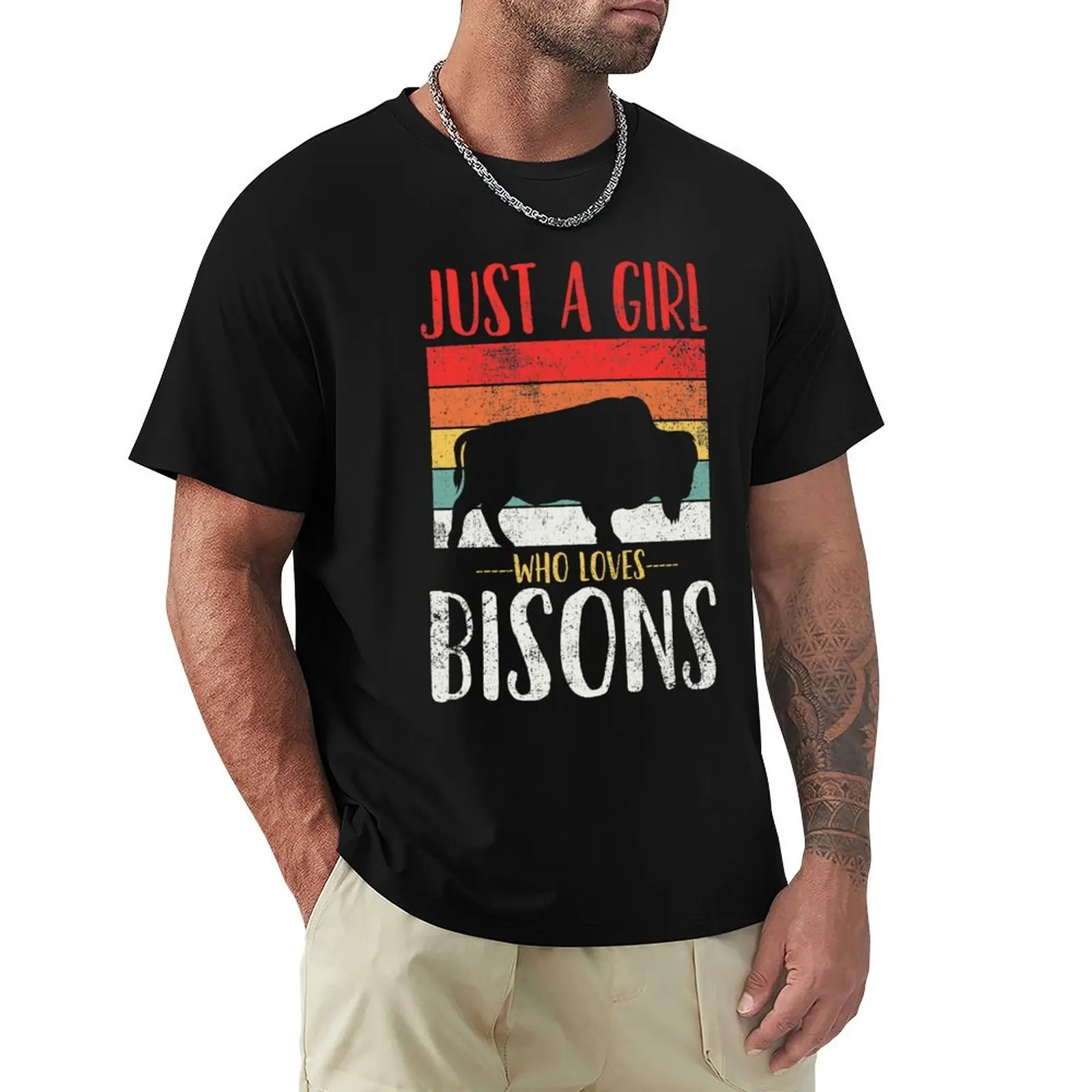 

Bisons Bison Lover Vintage T-Shirt korean fashion anime clothes plain black t shirts men