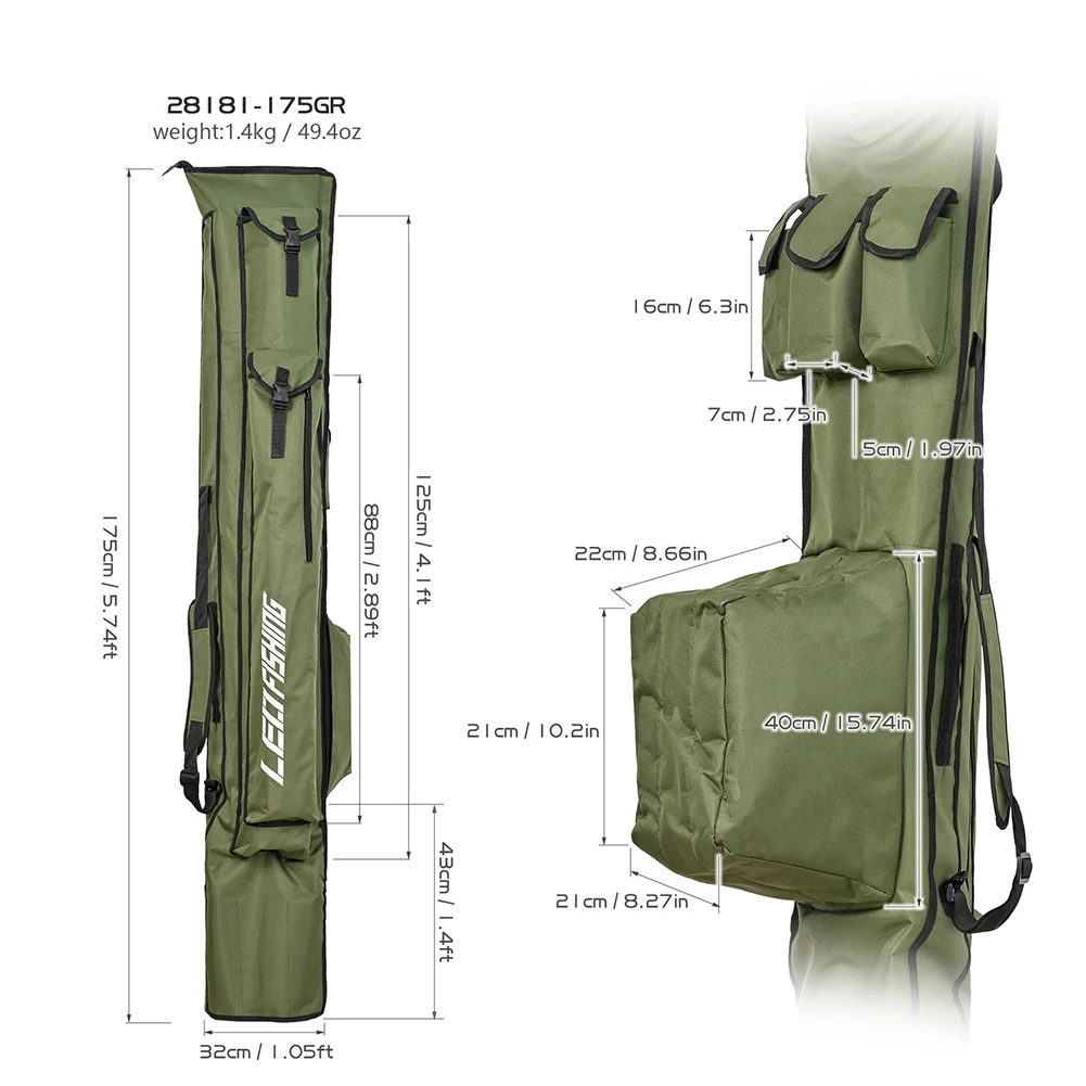 

Pouch Fishing Rod Bag Portable W/ Shoulder Strap Adjustable Easy Carry Fishing Tackle Large Capacity Brand New