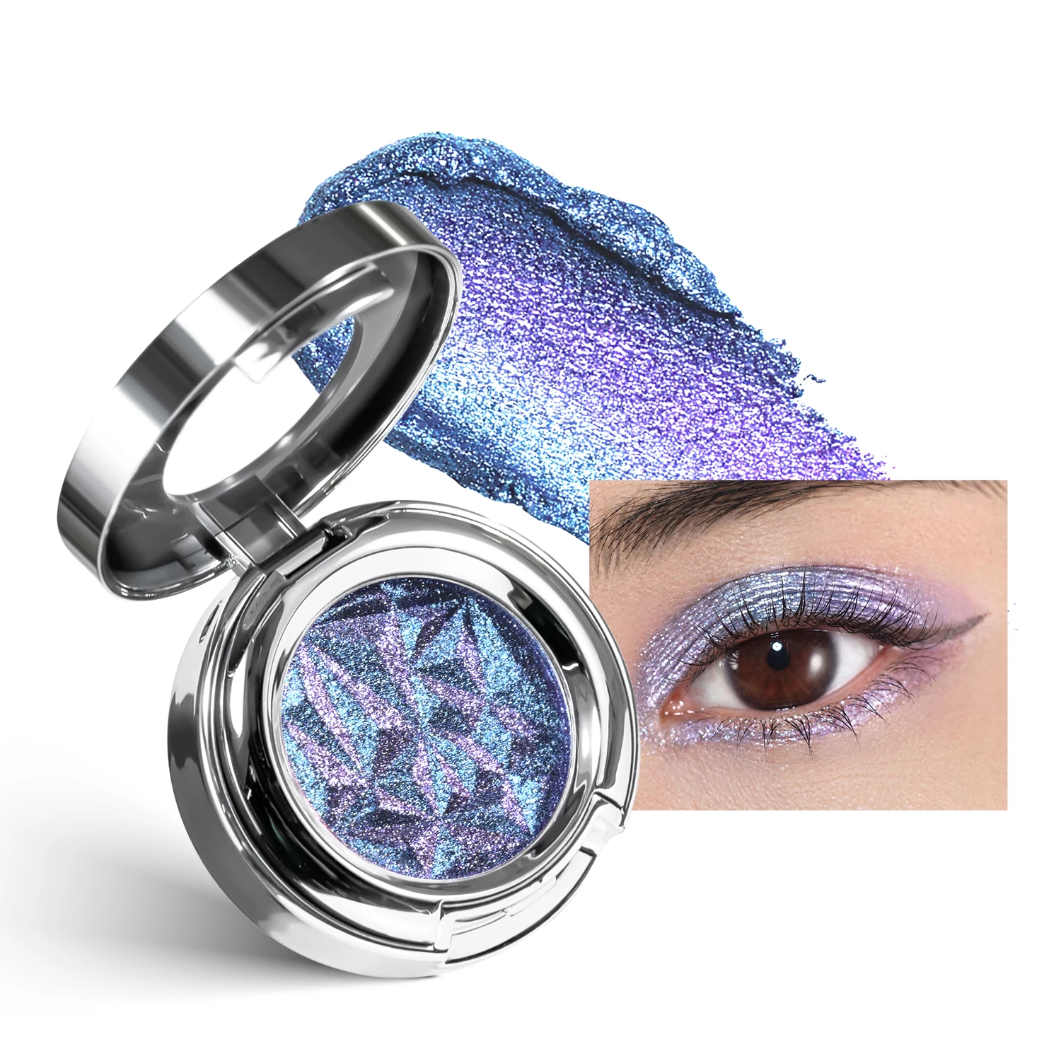 Fard à paupières scintillant effet caméléon CHARMACY, haute pigmentation, couleur changeante, formule lisse et estompable, idéal pour les soirées 1 Fard à paupières scintillant effet caméléon CHARMACY, haute pigmentation, couleur changeante, formule lisse et estompable, idéal pour les soirées 1