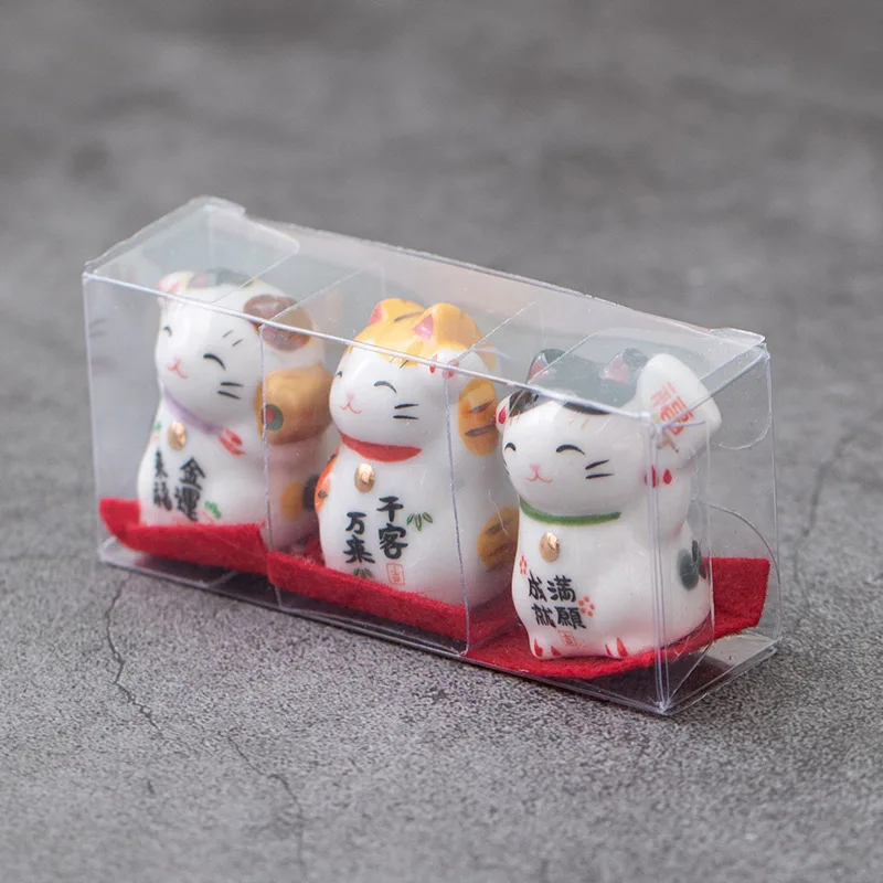 Japanese Ceramic Daruma Crafts Cartoon Lucky Cat Fortune Ornament Landscape Home Decor Accessories Gifts Living Room Decoration