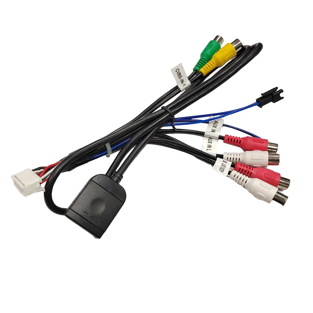 

1pc Car Stereo Radio Cable Adapter 20 Pin Plug RCA Output AUX Wire Harness Wiring Connector Black ABS For 12V Car Electronics