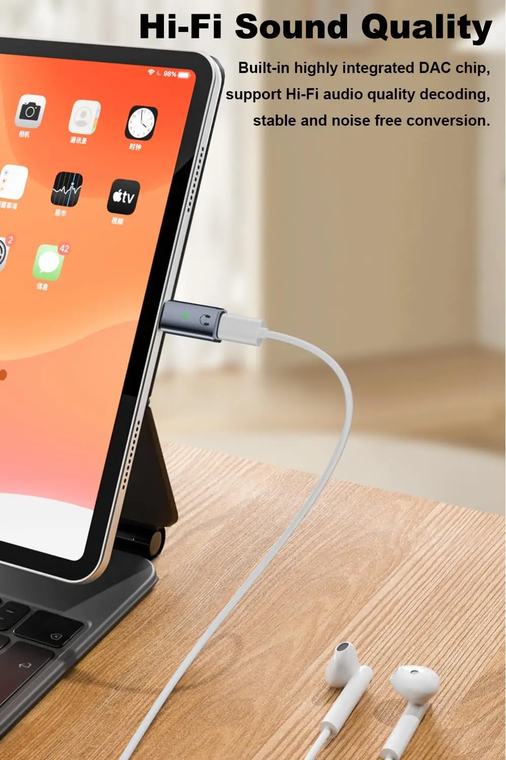 USB C to iOS Audio Adapter USB Type C Male to Lightnning Female Earphone Converter iPhone 16 15 iPad Pro Air 6/5/4 MacBook