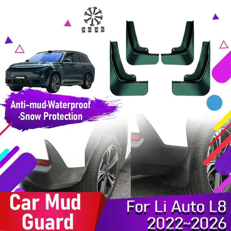 

4PCS For Li Auto L8 Lixiang L8 2022 22023 2024 2025 2026 Car Mud Guards ABS Front Rear Wheel Mudguards Fender Flares Accessories