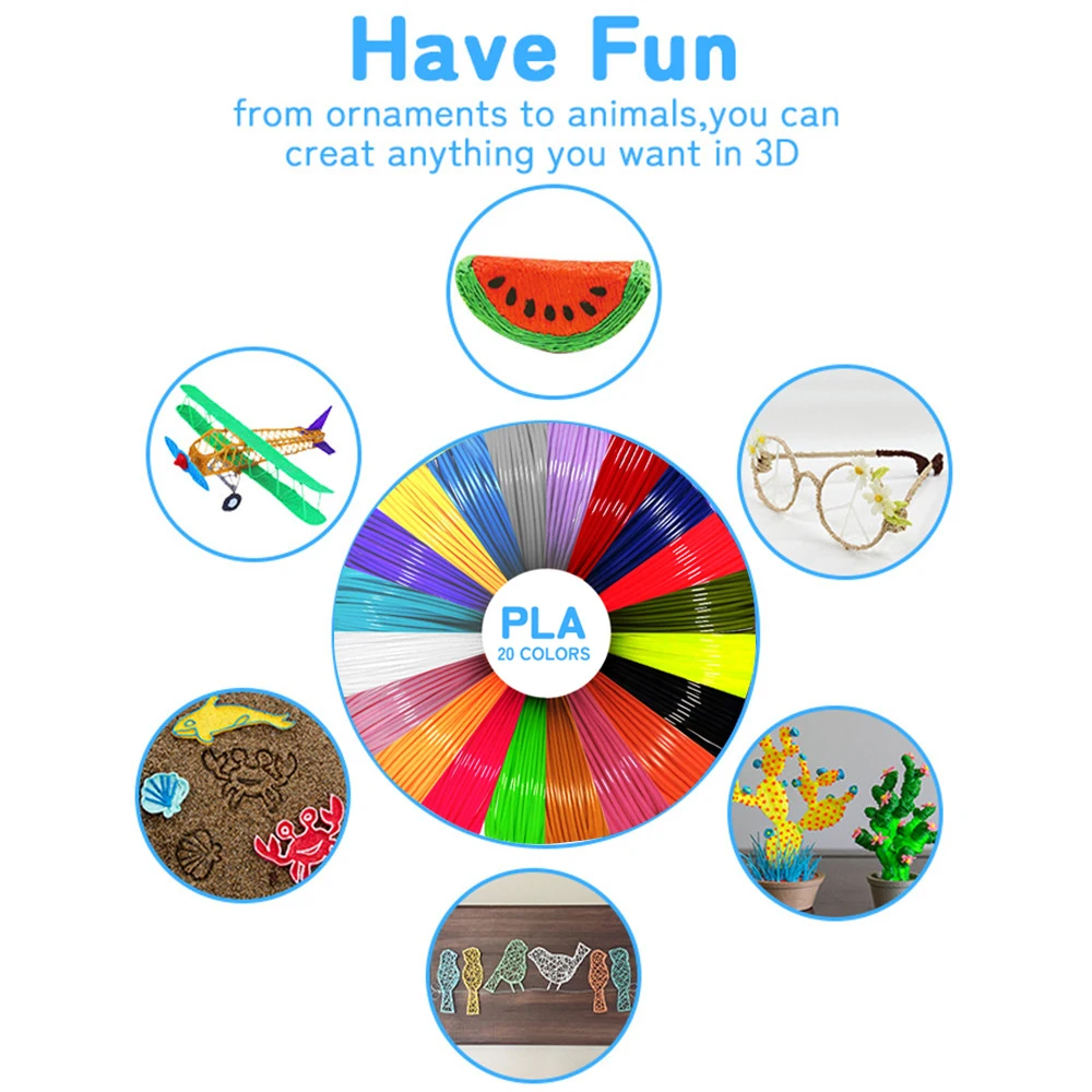 New 3D Drawing Pen for Kids 6 Colors Diy 3D Printing Pen with 200M Pla Filament Creative Toys Kit for Children Student Gift