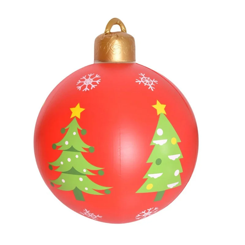 thumbnail image 1 of Bola inflable navideña de 60 cm, bola decorada de PVC, bolas gigantes grandes, bolas de juguete para decorar árboles de Navidad, bola sin adorno de luz, 1 of 5