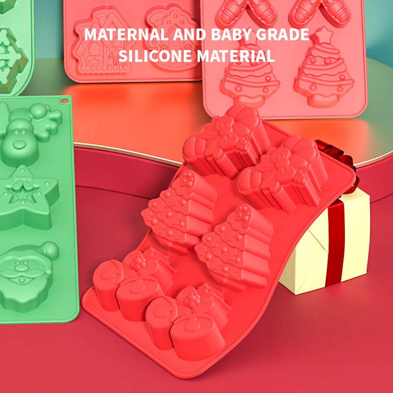 Christmas Silicone Molds Xmas Tree Gingerbread Chocolate Mould Christmas Non-Stick Fondant Baking Mold for Handmade Cake Decor