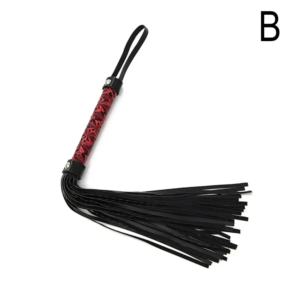 56CM PU Leather Tassel Horse Whip for Horse Training, PU Leather Handle with Wrist Strap 5