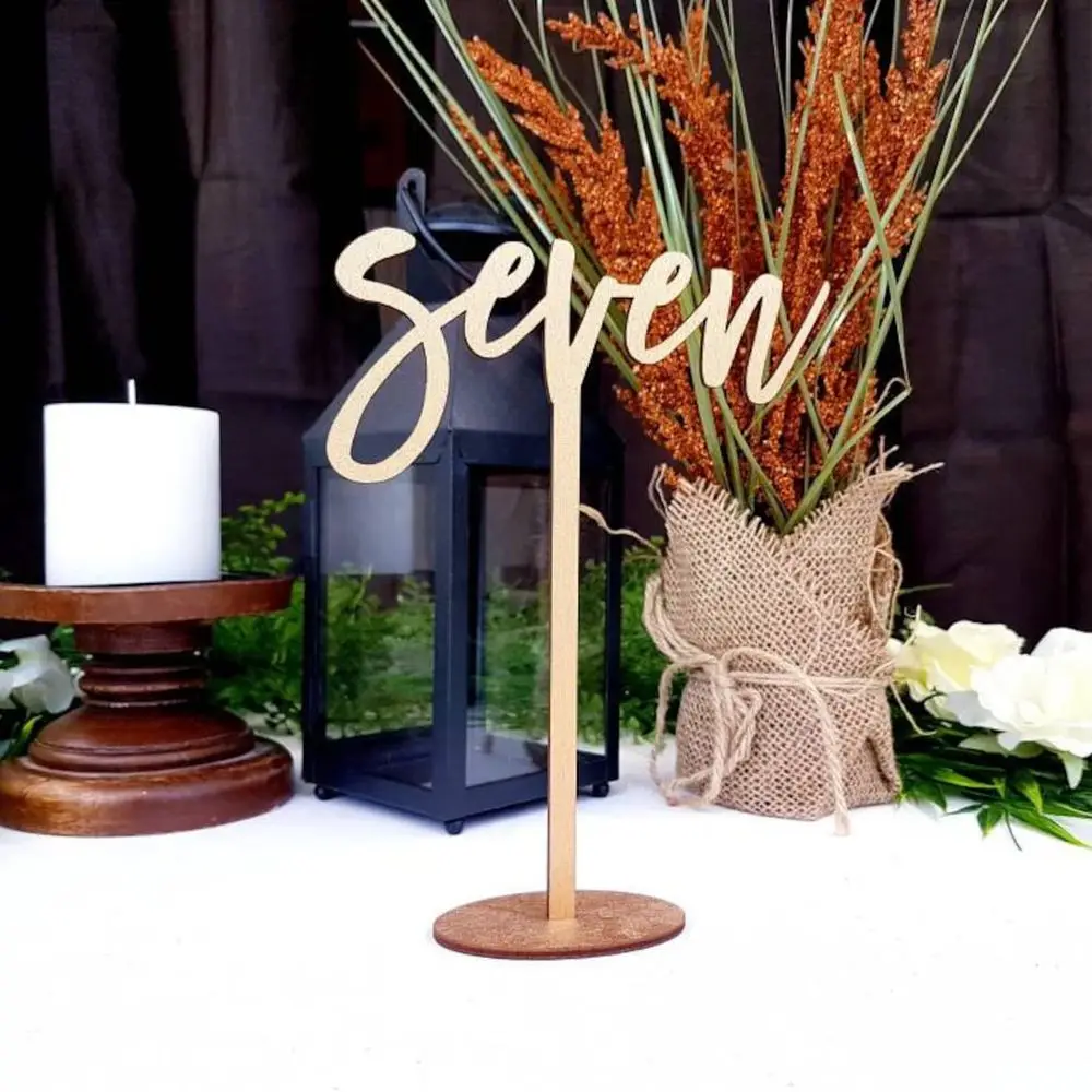 Wedding Wooden Table Numbers With Base Laser Cut Birthday Party Decor Gifts Rustic Wedding Reception Table Centerpieces