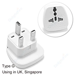 Universal Travel Power Adapter - International to USA Plug Converter with 3 - Pin Type B Socket - UK Plug - White