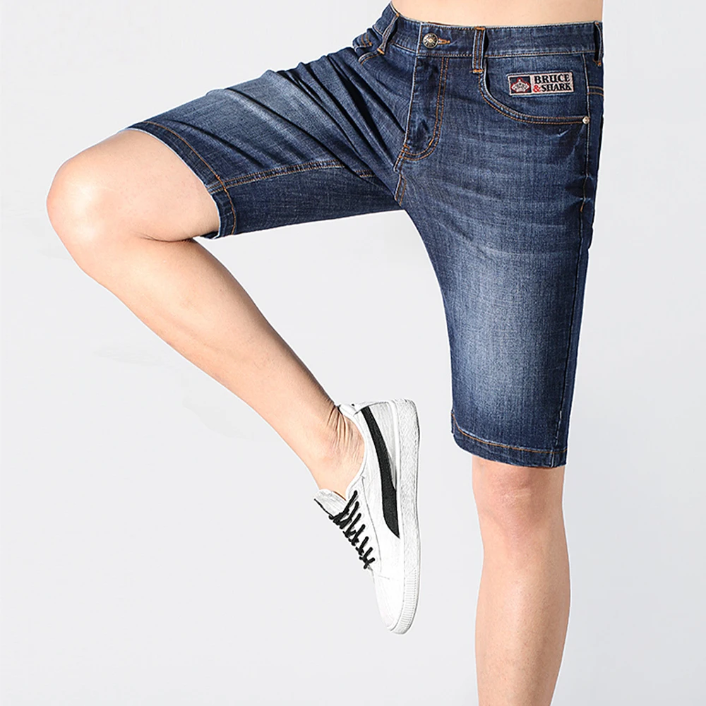 New Summer Mid Waist Jeans Shorts For Men Thin Stretch Straight Cotton Men's Shorts Fashion Knee Lenght Denim Short Big Size 40