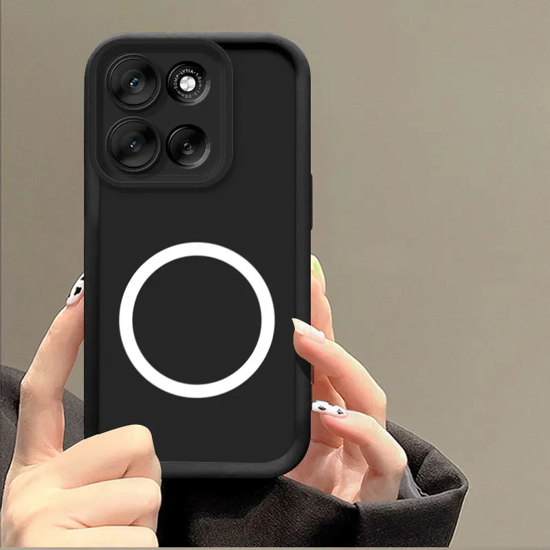 Soft Silicone Shockproof Phone Case with Magnetic Ring and Protective Bumper