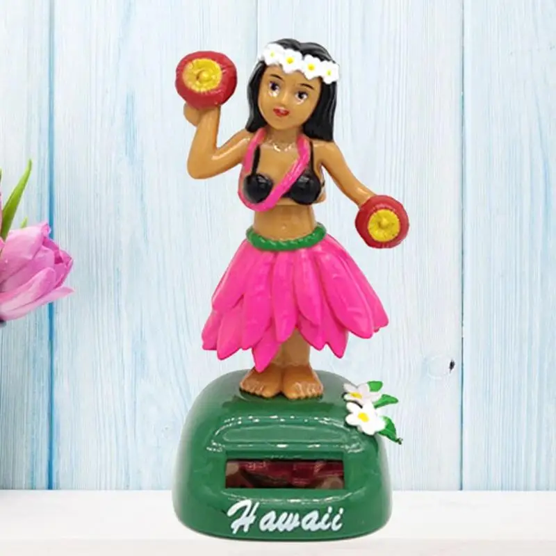 Car Dashboard Decorations Solar Dancing Figure Toy Hawaiian Shaking Head Dancer Girl Dashboard Hawaii Dancing Girl Decorations 4