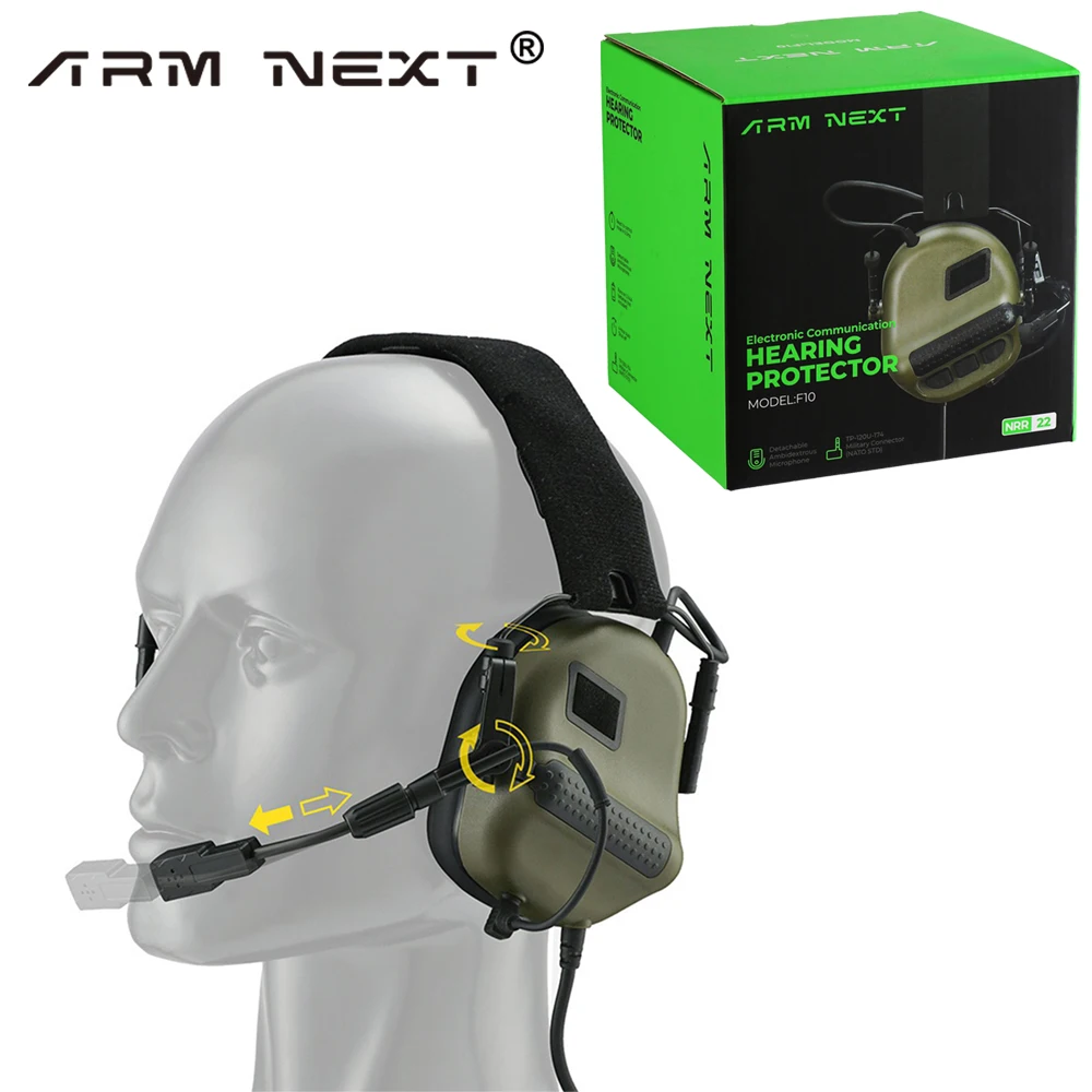F10 Military Headset Shooting Tactical Noise Reduction Headphone Head Wearing Version Headset Sound Pickup Hunting Communication