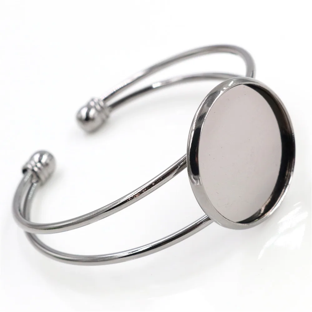 Elegant Plated Bangle Base with Multi-Color Options and Cabochon Setting