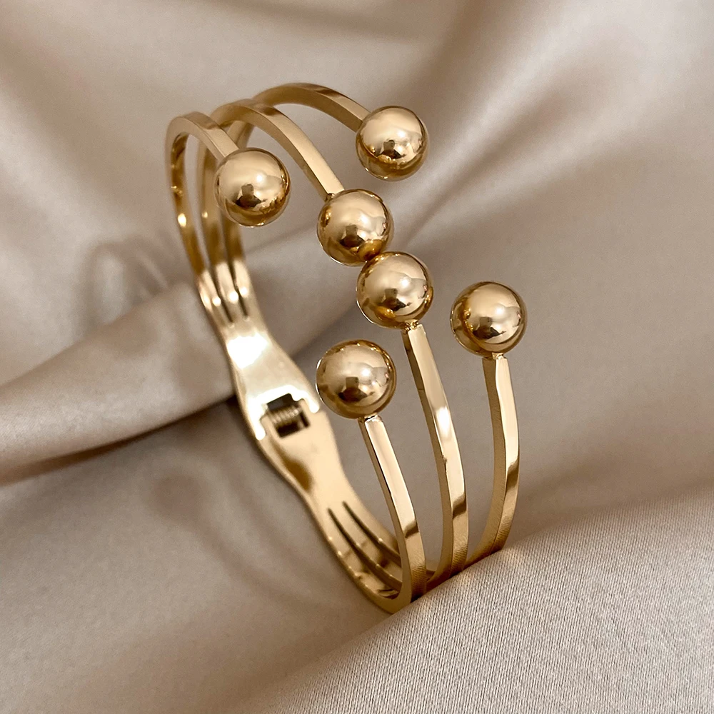 Pearl Cuff Bracelet Women Chunky Gold Pearl Bangle Bracelet - Open Cuff Statement Jewelry For Women Open Cuff Bracelet