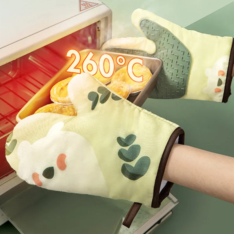 

Kitchen Thickened Heat-insulating Gloves Non-slip Microwave Oven Special Anti-scalding Gloves High Temperature Baking Tools