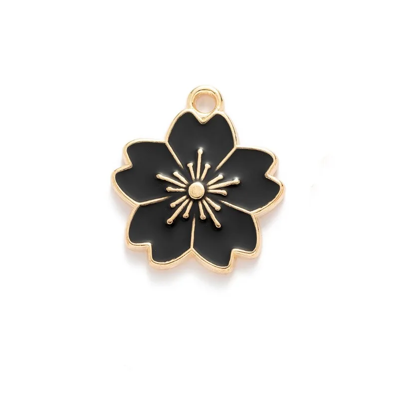 Cherry Blossom Enamel Charms  -  13x16mm  Mini  Pendants  for  DIY Jewelry Making, Earrings,  Necklaces  &  Bracelets