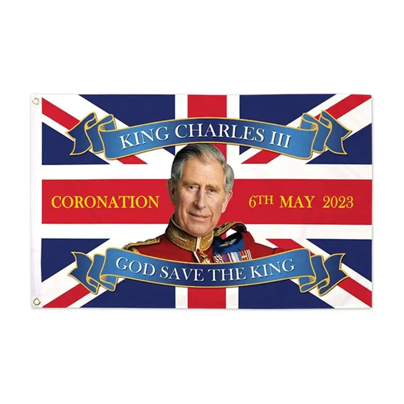 

Charles III Flag King Charles III Coronation Flag 5x3 Ft Union Banner Our New Kin King Charles With 2 Grommets For National Day
