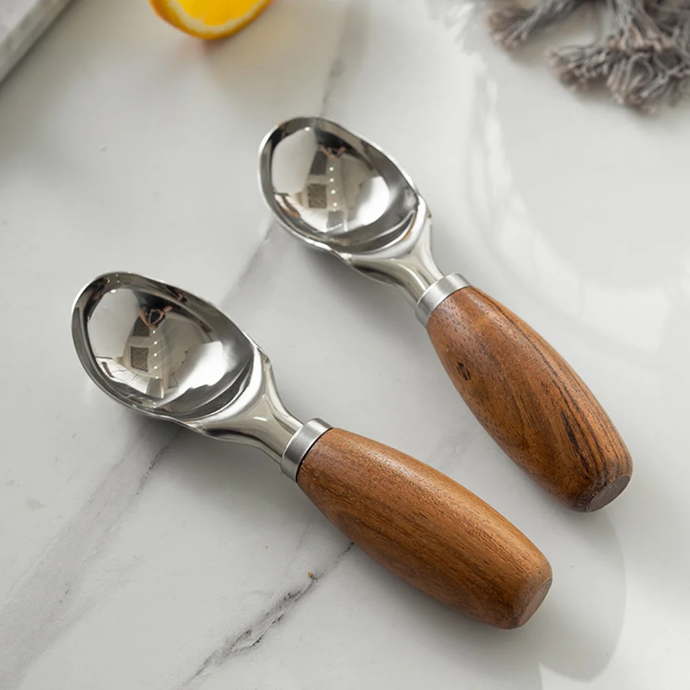 Stainless Steel Wood Handle Scoop Ice Cream Scoops Fruit Spoons Watermelon Scoopers Melon Ball Maker Kitchen Gadgets Ice Tools kitchen scoop