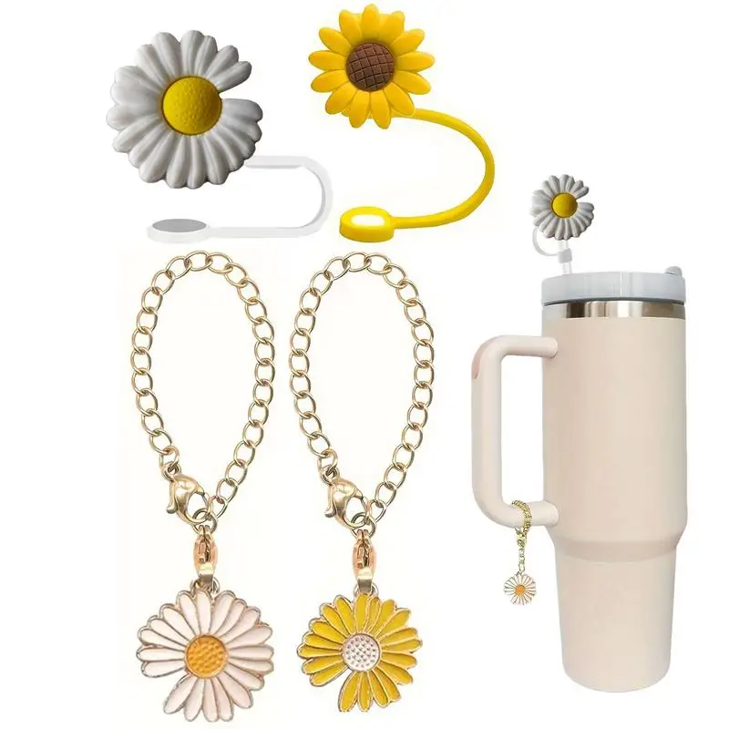 

Straw Cover For Water Cup Rubber Material Flower Straw Covers Dustproof Capp Covers Drinking Capp Straw Tumbler Cup Straw Cover