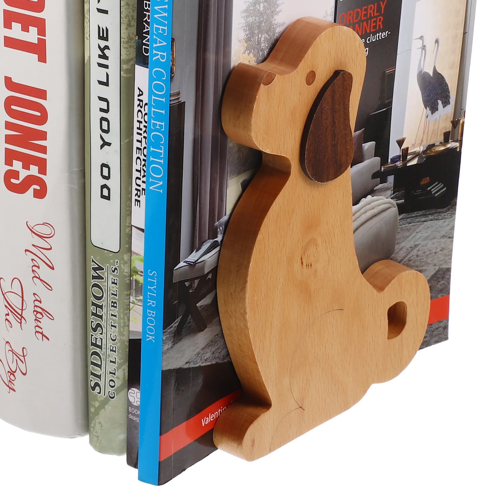 Bookshelf Wooden Baffle Documents Decorative Metal Wooden Stand Office Puppy Design Book Ends Stand Holder Shelf Bookrack 2pcs