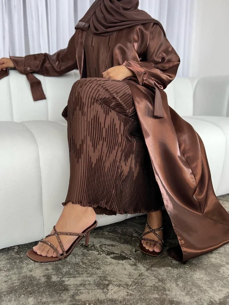 

Ramadan Muslim Abaya +inner Dress Women 2 Piece Set Abayas Morocco Dresses 2024 Islamic Vestido Cardigan Kaftan Arabic Elbise