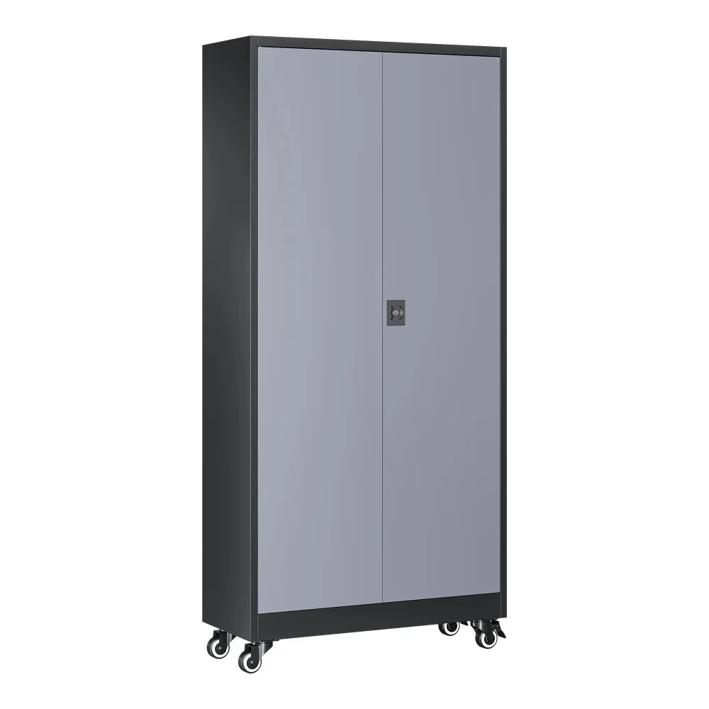Metal Storage Cabinet with Wheels, 73" Rolling Garage Storage Cabinets with 4 Adjustable Shelves & Locking Doors, Tool Cabinet 6