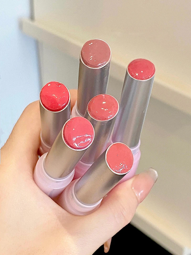 Description Picture 4 of itemFlowers Mirror Glass Solid Lip Gloss Hydrating Shine Lip Glaze Moisturizing Peach Apricot Tint Jelly Lip Honey Lipstick Makeup