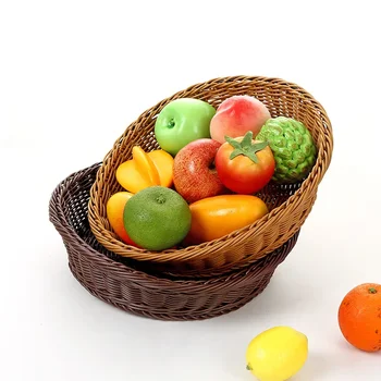 Rattan Fruit Basket Supermarket Display Basket Rattan Supermarket Fruit and Vegetable Basket Round 2