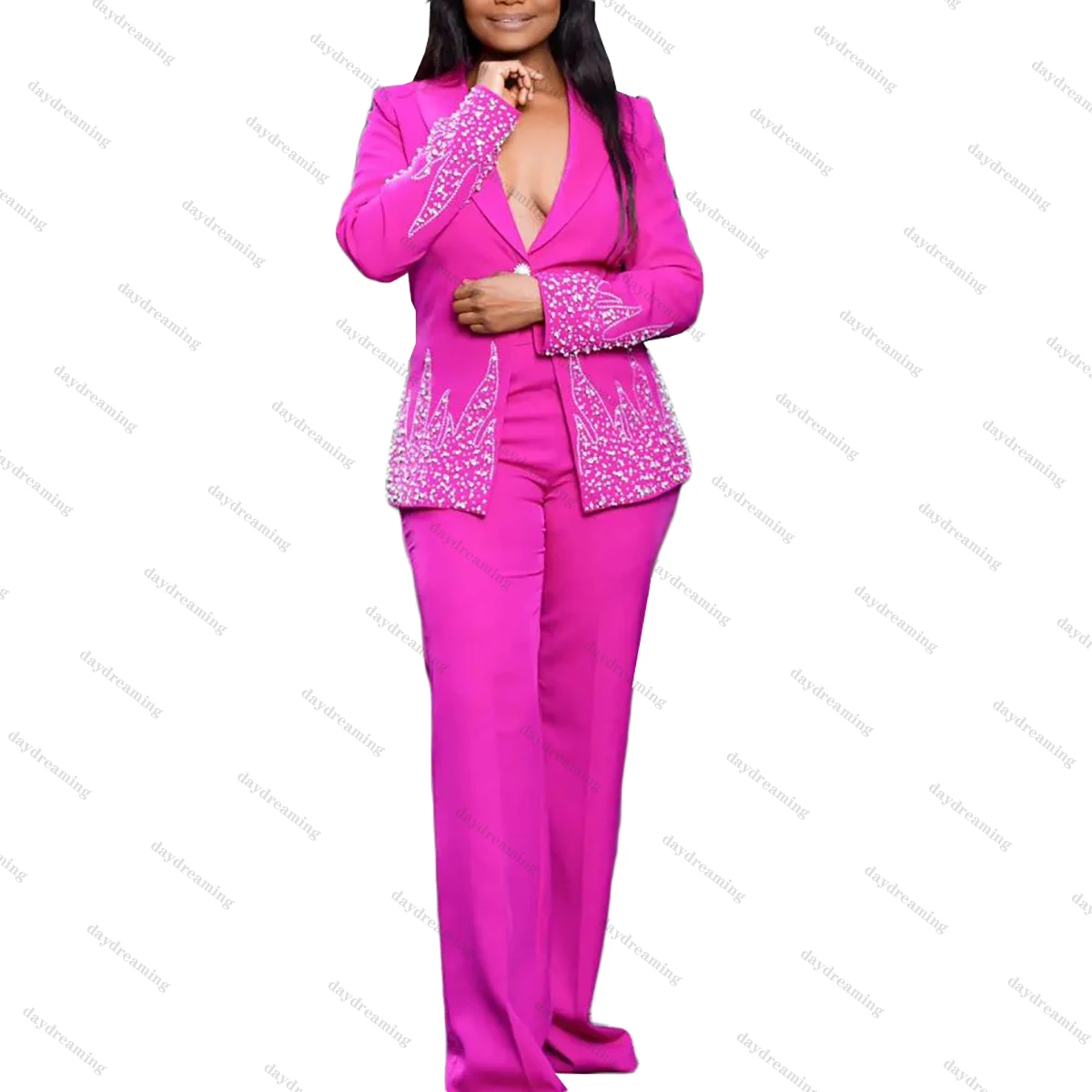 Mother Bride Dresses Luxurious Beading Mother of the Bride Dresses Peaked Lapel One Button Blazer Flare Pants Party Suits 2 Pieces Set