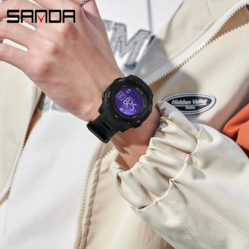 SANDA 2145 Brand Men Watches Sports Pedometer Calories 50M Waterproof LED Digital Watch Military Wristwatch Relogio Masculino 5