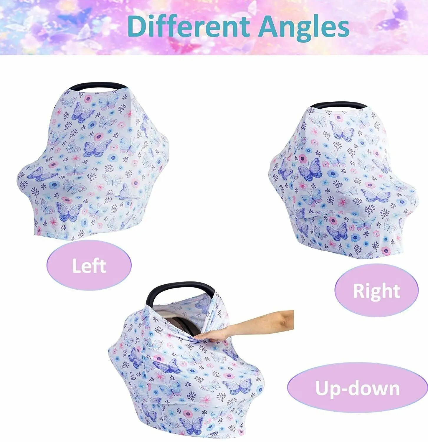 Baby Car Seat Covers Butterfly Stretchy Car Seat Nursing Breastfeeding Cover Made Thick and Soft Jersey Multiuse Infant Ca