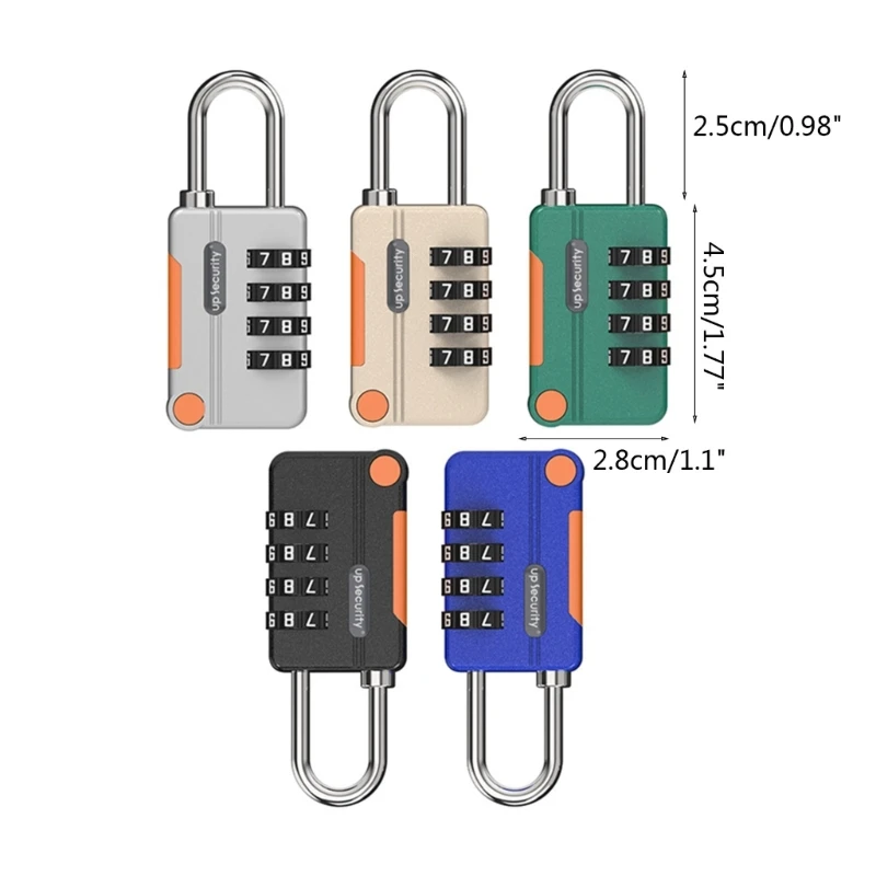 4 Digit Combination Padlock Aluminum-Alloy Security Lock Portable Password Lock for Backpacks Gym School Lockers L9BE