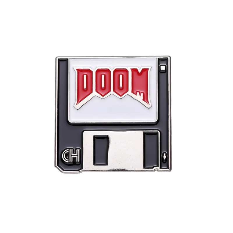 Cartoon animation surrounding metal brooch Black hard disk shape Gold badge Accessory pins Gift to friends metal brooch