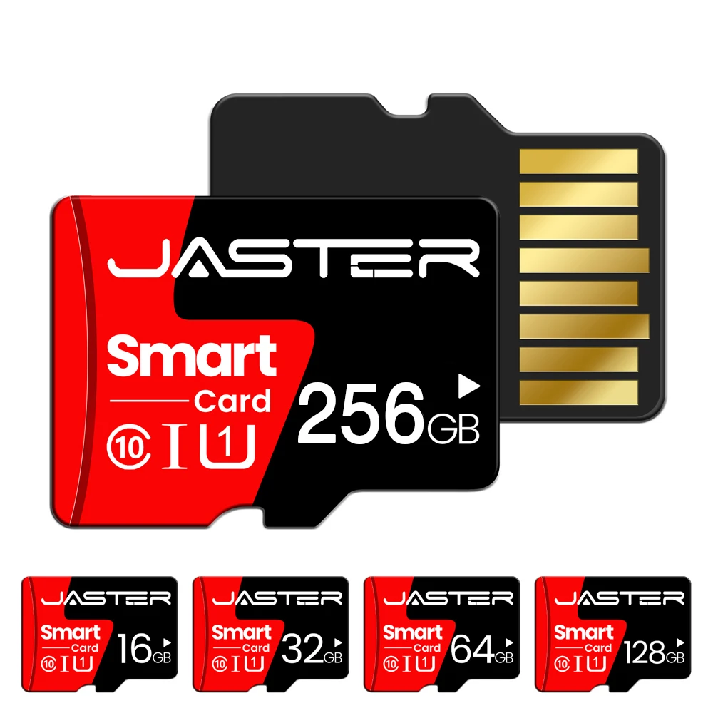 JASTER 기존 스마트 메모리 카드 클래스 10 256GB 128GB 64GB 32GB HD 4K SD 카드 고속 ? ? 카메라 휴대폰용 미니 레드 TF