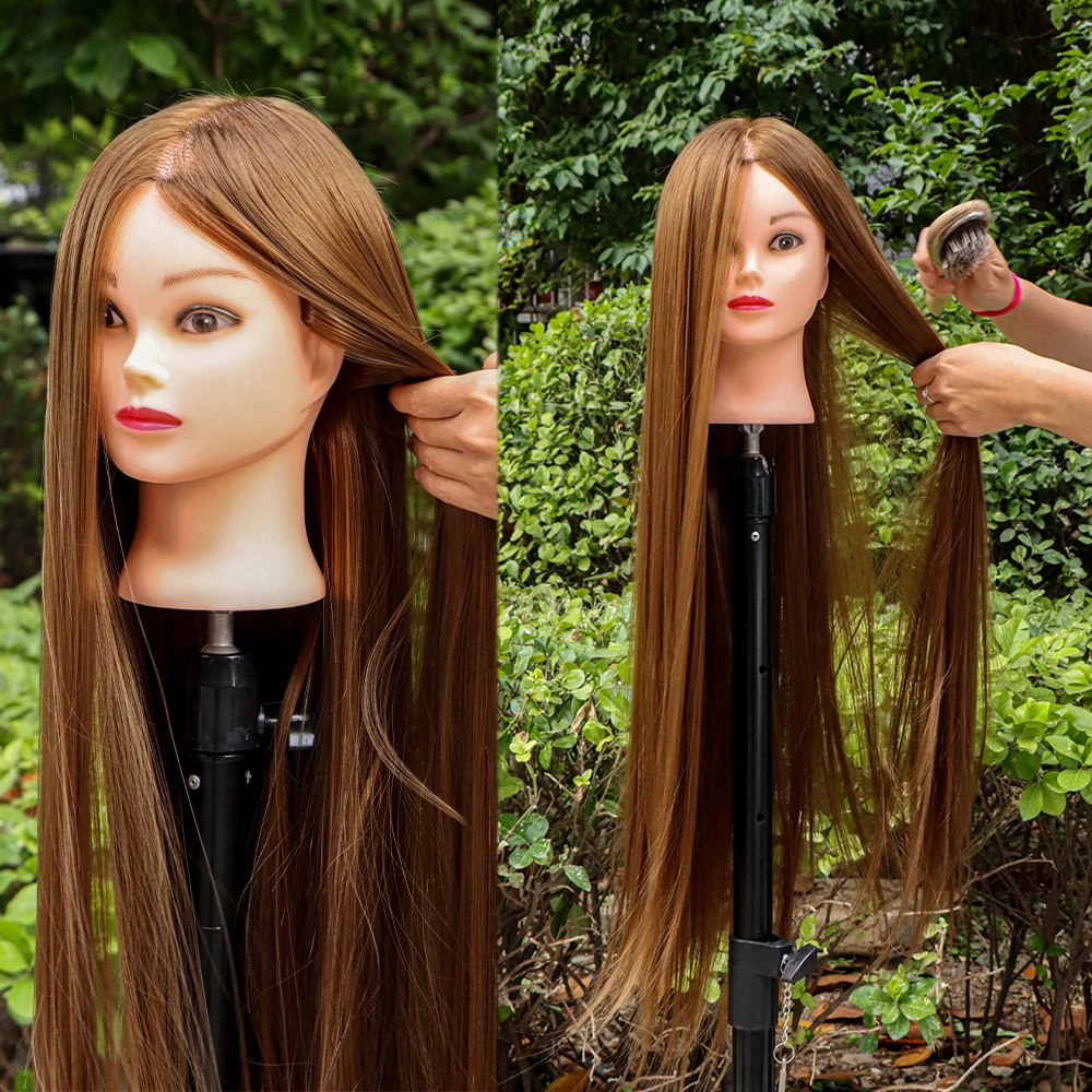80cm Female Mannequin Head with Synthetic Hair For Practice Hair Braiding Hairstyles Dolls Hairdressing Styling Training Head