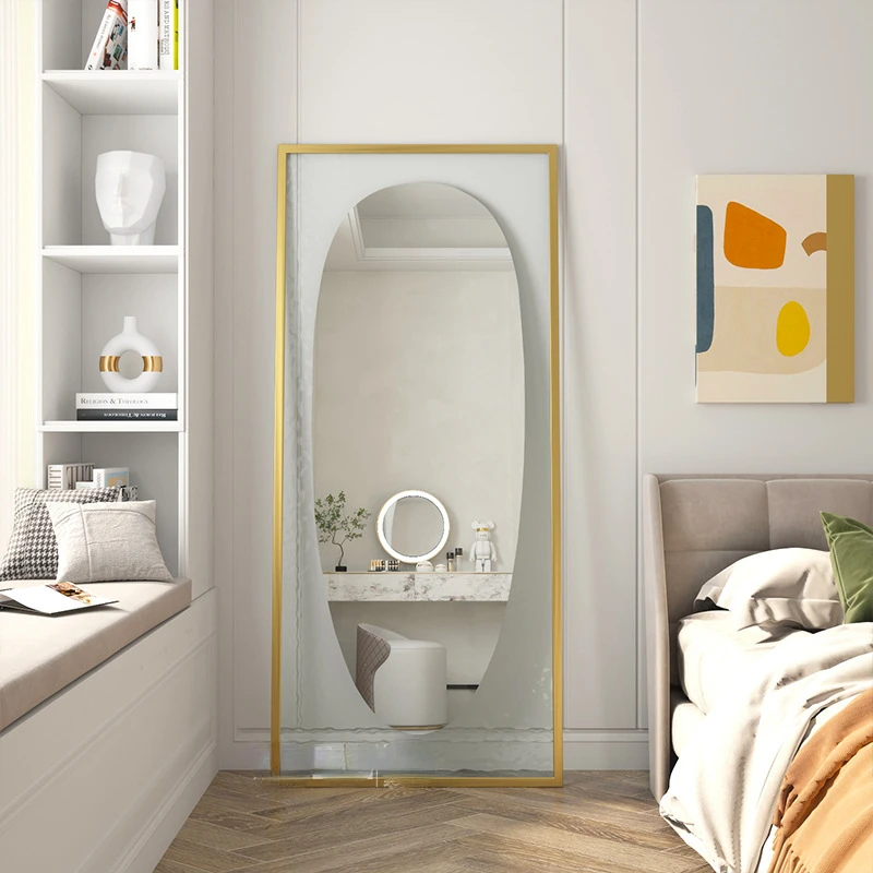 

Современное зеркало для спальни, полноразмерное Напольное Зеркало для ванной комнаты, необычное круглое зеркало для гостиной, художественное дизайнерское украшение для комнаты ЗЕРКАЛА