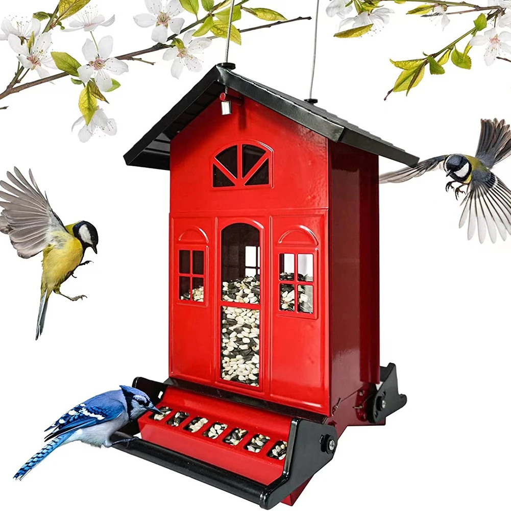 

Outdoor Bird Feeder Metal Large Capacity Squirrel Hanging Wild Bird Feeders For Outside Garden BackYard Decoration