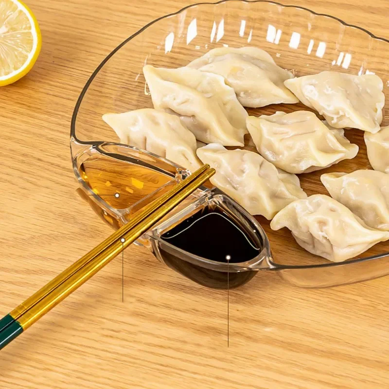 Dumpling Plate with Vinegar Plate for Household Creative Dumpling for High-value Special Divide Shell Dish Food