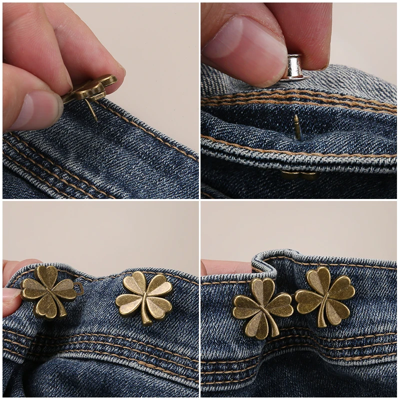 Jeans Button Clips 1/2 Pair Jeans Button Adjustable Clips Pant Skirts Waist Tightener Buckle Snap Button Adjuster Pants Pin Retractable