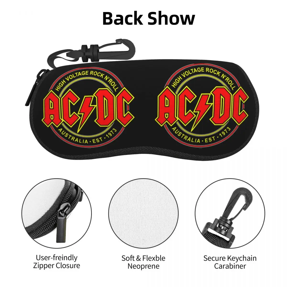 AC DC Rock Glasses Case Unisex Travel Heavy Metal Music Reading Box Protector Eyeglasses Box 4