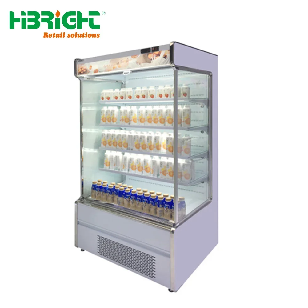 Commercial Vertical Open Display Glass Chiller Refrigerator Supermarket Ice Equipment For Sale