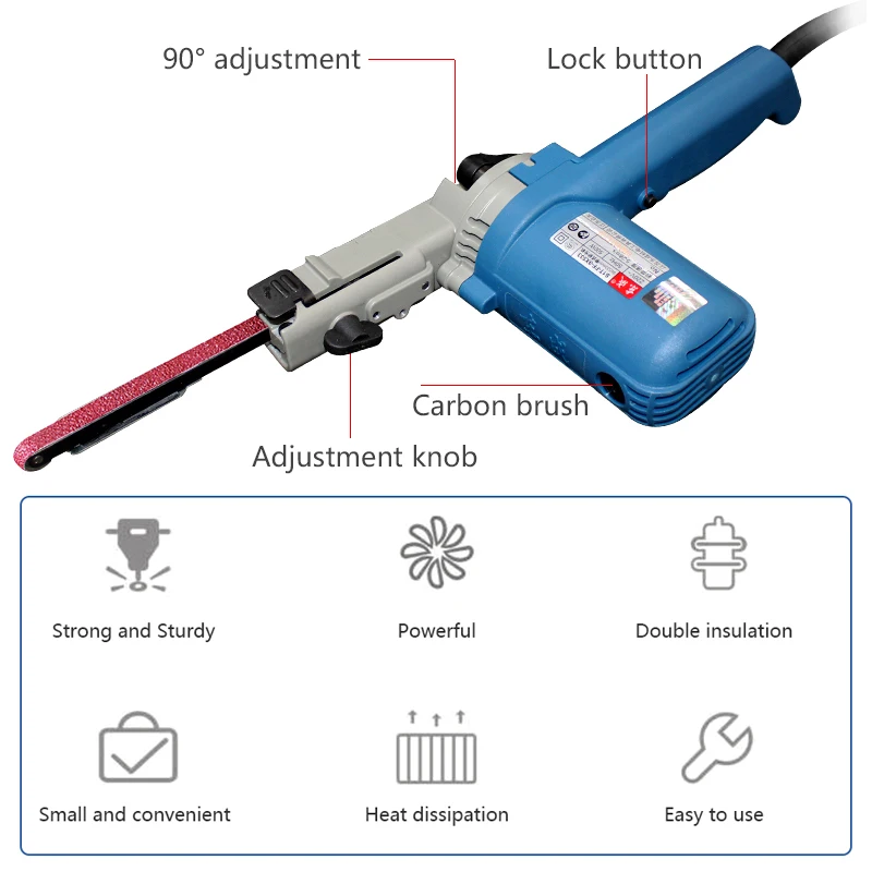 220V 500W Belt Sander Belt Grinder Angle Grinding Machine with 9x533mm Sanding Belts for Wood Metal DIY Polishing Machine 5