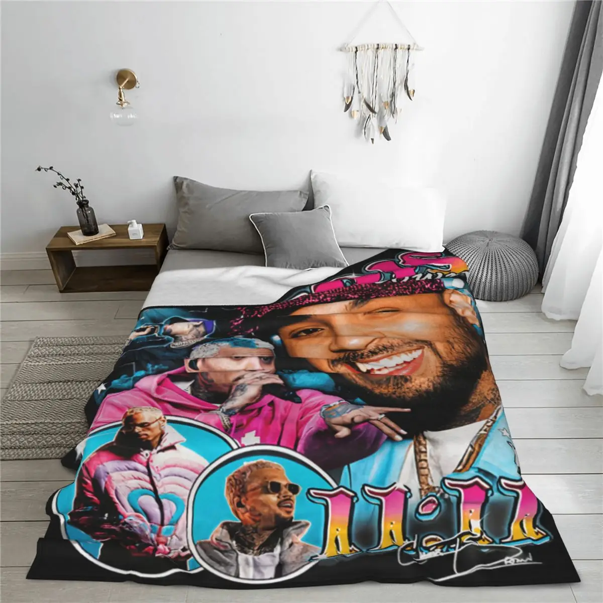 2024 Chris Brown 11 11 Tour Blanket Flannel Textile Decor HipHop Homage Relax Warm Throw Blanket for Bed Bedroom Bedding Throws 3