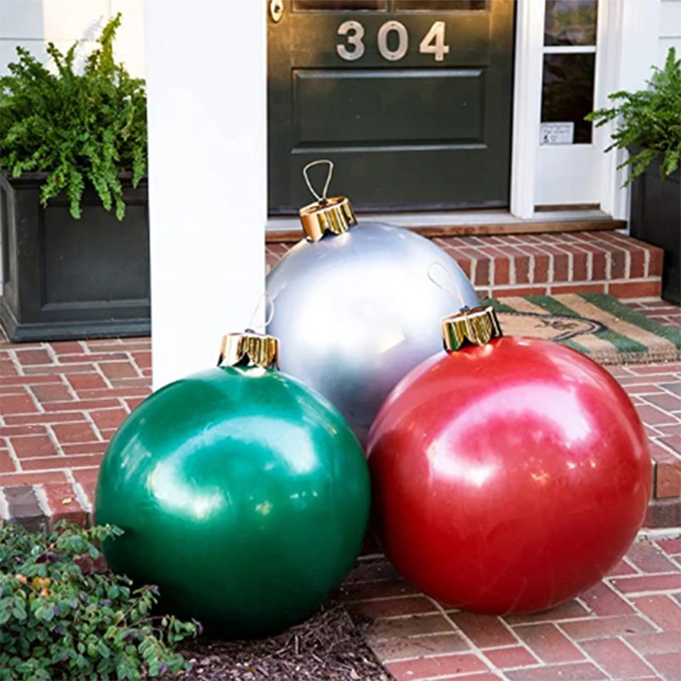 Boules De Noël Gonflables Géantes 30/45/65/75 Cm - PVC Imperméable - Multi-couleurs - Avec Accessoires De Suspension