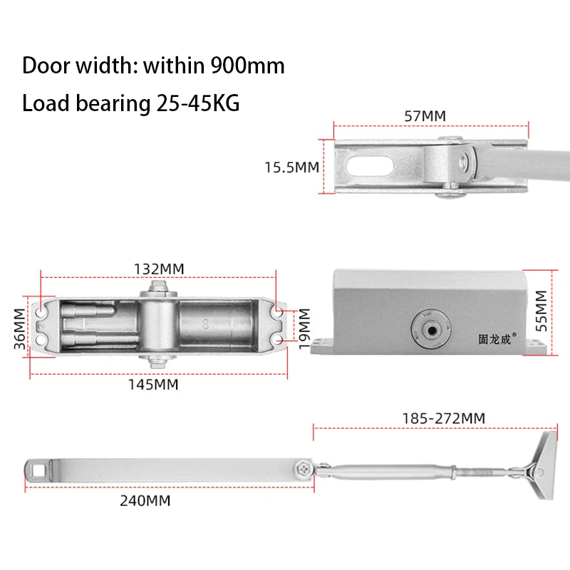 Hydraulic er Automatic Door Closer 25KG to 45KG Adjustable Speed Door Closing Equipment Mute Soft Closing Hardware